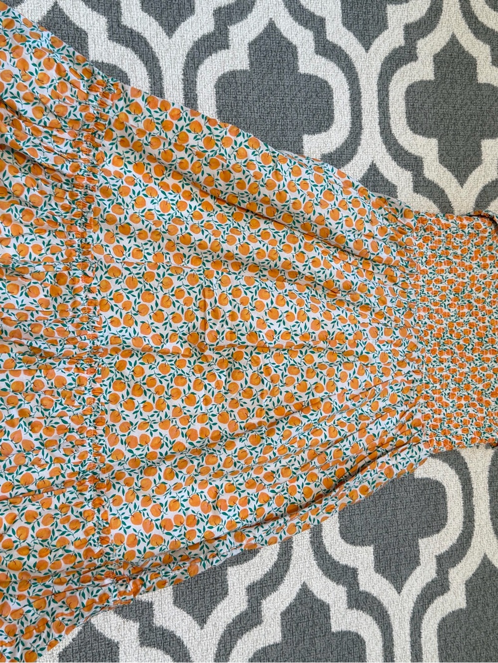 Crewcuts girls size 8 orange print smocked tiered full skirt summer midi dress - Picture 5 of 7